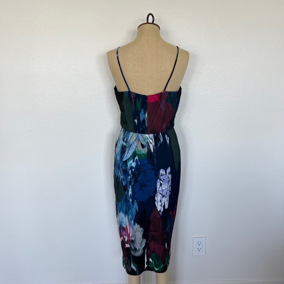 Chelsea28 Print Faux Wrap Dress In Navy Mixed Floral Size 8 - Picture 4 of 13
